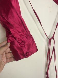 Satin Wrap Crop Top
