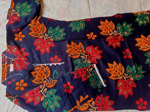 black Floral Print Kurta