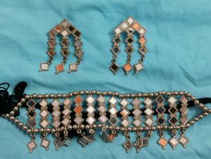 Mirror Work Choker with Earrings