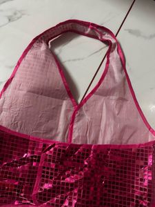 Sparkly Pink Halter Vest Top