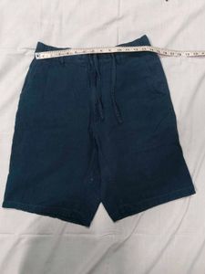 Navy Blue Cotton Linen Shorts