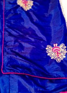 Royal Blue Embroidered Silk Saree