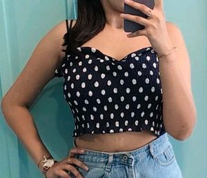 Navy Polka Dot Smocked Mini Dress