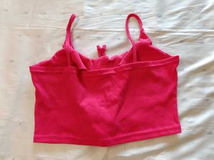 Pink Lace-Up Crop Top