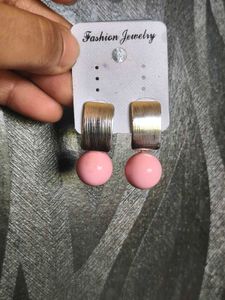 Chic Pink Ball Hoop Earrings