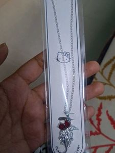 Sparkling Red  &amp; Silver Leaf Flower Pendant