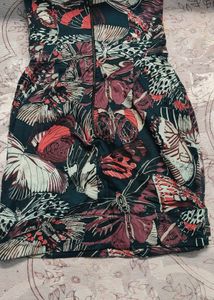 Strapless Butterfly Print Mini Dress