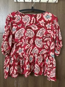 Boho Floral Print Peplum Top