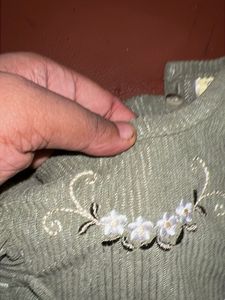 Adorable Green &amp; White Baby Dress