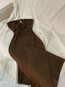 Zara Chic Brown Halter Neck Dress
