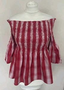 Chic Red &amp; White Striped Smocked Top
