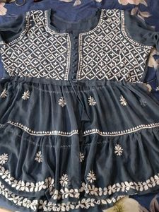 Embroidered Teal Tunic Dress