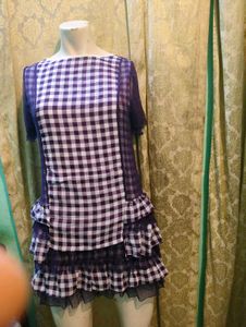 Purple Gingham Ruffle Dress