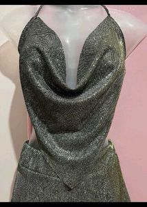 Sparkling Silver Halter Neck Top