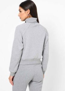 Grey Cropped Turtleneck Sweatshirt