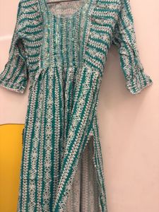Chic Teal Ethnic Print Maxi Dress