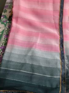 Elegant Pink Striped Saree