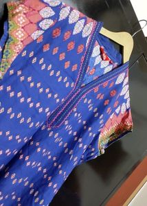 Blue Printed Cotton Kurti For Girl &amp; Woman 42 Bust