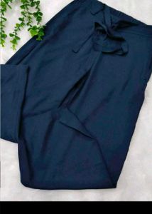 Navy Wide-Leg Pants with Belt