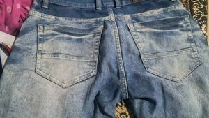 Stylish Washed Blue Denim Jeans