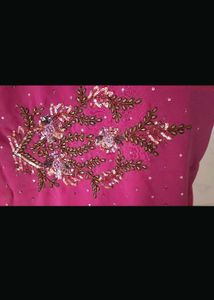 Pink Embellished Saree