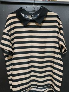 Striped Collared Tunic Top