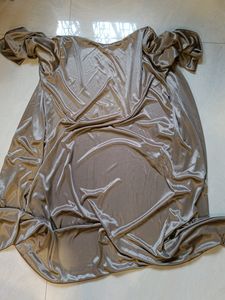 Heavy Satin Night Dress With Cape