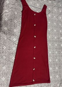 Ribbed Button-Up Midi Dress