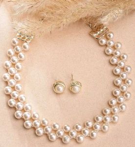 Elegant Pearl Necklace and Earrings Set