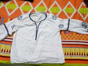 Embroidered White fusion top
