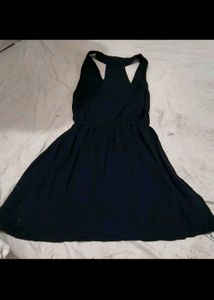 Navy Blue Gauze Mini Dress