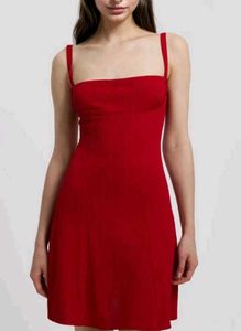 Red Ribbed Mini Dress