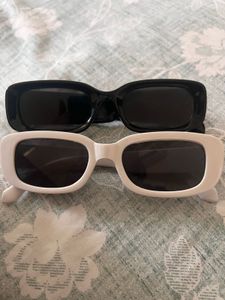 Retro Rectangle Sunglasses - Black & White