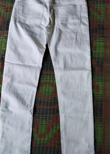 White Jeans with Teddy Bear Patch