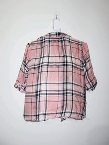 Cute Pink Plaid Button-Up Shirt