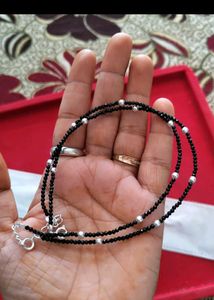 Black Beads Silver Anklet For Women Nd Girls