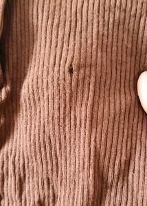 Brown Ribbed Cropped Henley Top