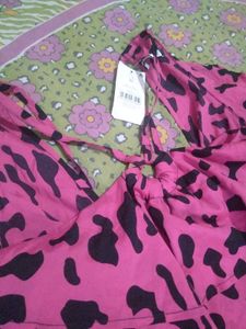 Pink Leopard Print Cold Shoulder Romper