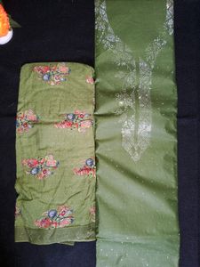 Cotton Semi-stitched Suit Printed Bottom N Dupatta
