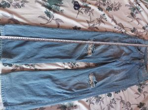 Ripped Light Wash Wide Leg Jeans