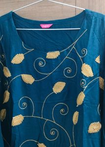 Embroidered Teal Kurti