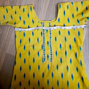 beautiful cotton kurti with plazoo.good quality. only 1 time use .size not fit for me.try this lovely dress  😍