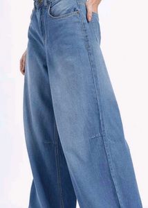 women faded flare palazzo jeans set