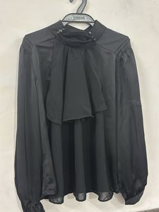 Chic Black Ruffled High-Neck Blouse