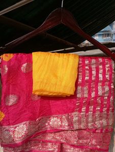 Dola Silk Rani Pink Saree, New Without Tag