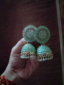 Turquoise Jhumka Earrings