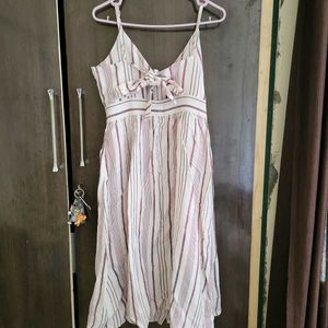 Striped Button-Front Midi Dress
