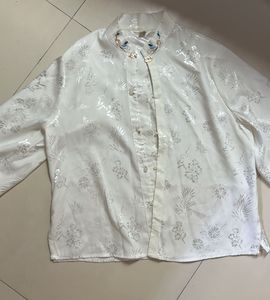 Elegant White Brocade Blouse