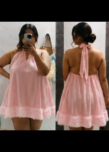 Cute Pink Halter Neck Mini Dress