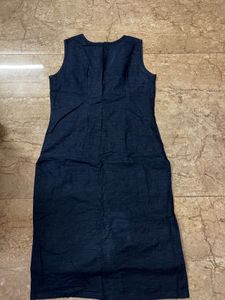Denim Gown with Embroidered Hem